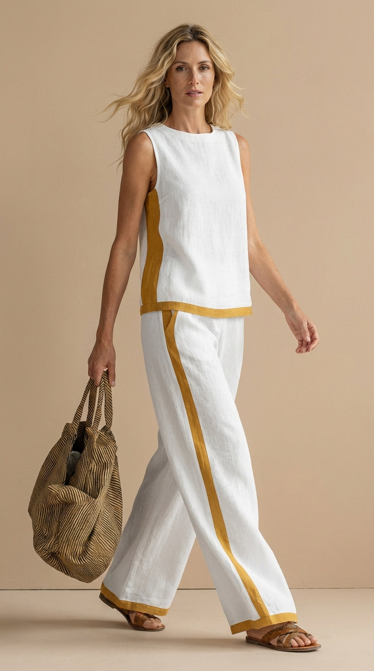 Olyra – Bordo a Contrasto in Lino-Cotone Set