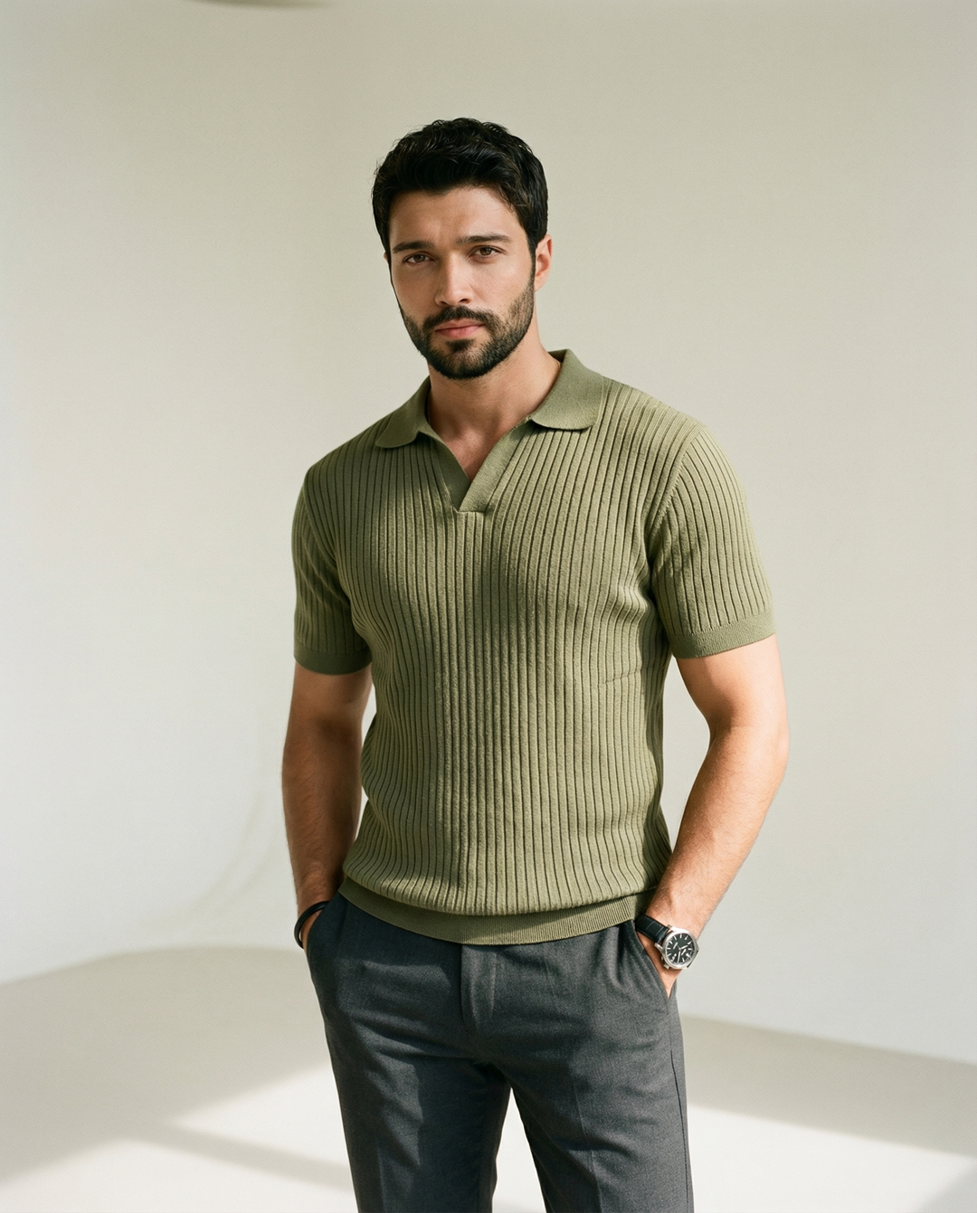 Collo Alto in Maglia Stretch - Polo