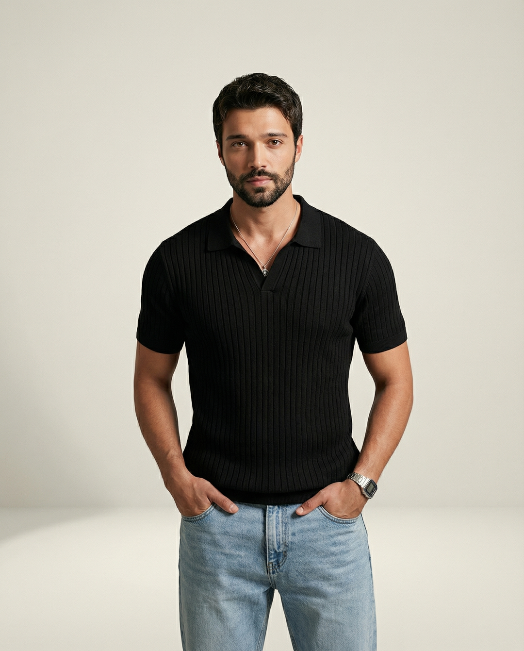 Collo Alto in Maglia Stretch - Polo