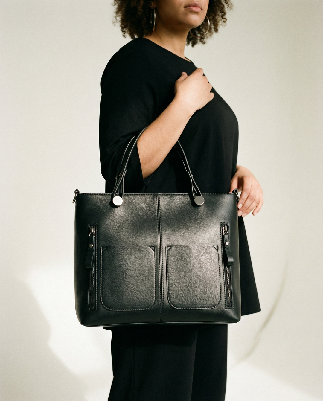 Contornata in Vera Pelle Borsa a Spalla