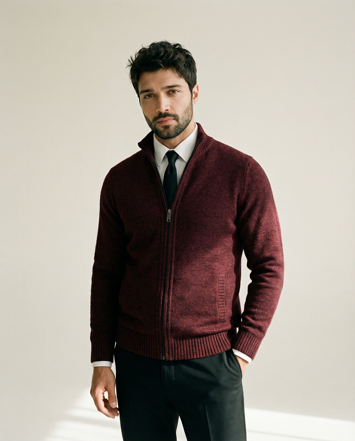 Su Misura Maglia di Lana Merino e Cotone Cardigan