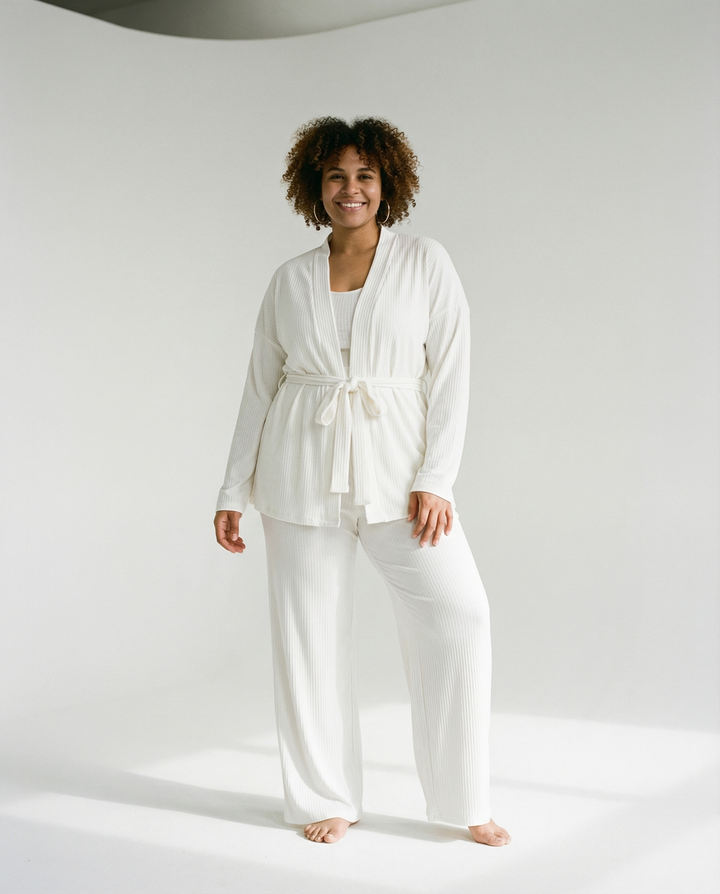 Da Casa in Maglia Completo a 3 Pezzi con Cardigan con Cintura