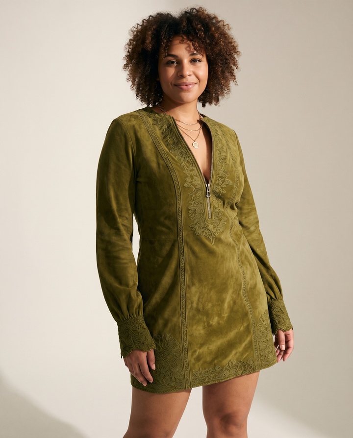 Collo con Zip in Camoscio Abito