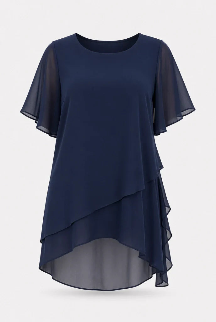 Sivela – Asimmetrico in Chiffon, Completo con Pantaloni Palazzo