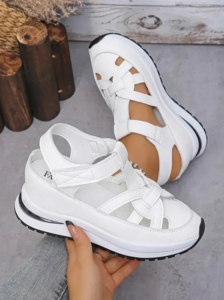 Orlise – Zeppa e Cinturino in Velcro con Suola in Gomma, Sandali