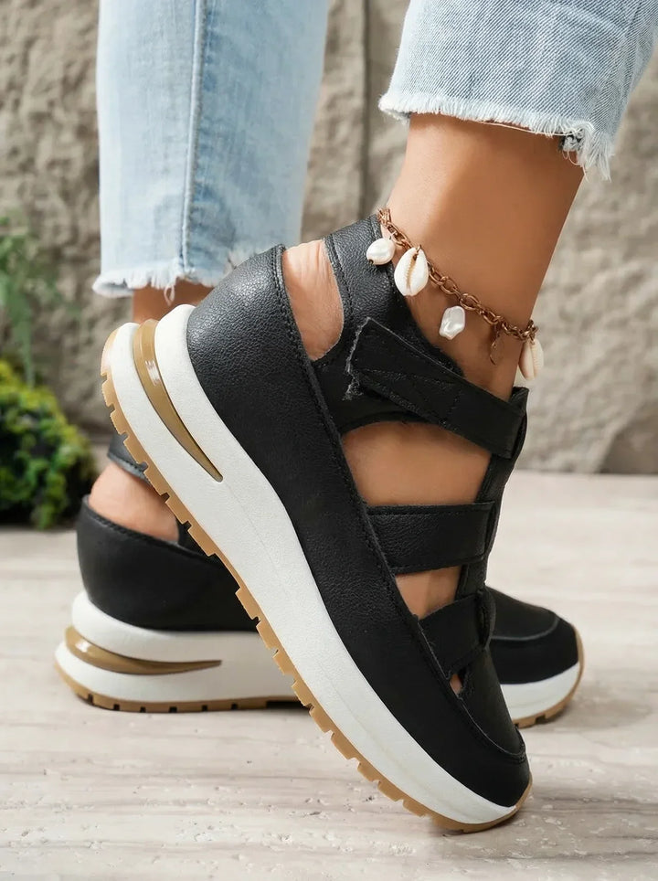 Orlise – Zeppa e Cinturino in Velcro con Suola in Gomma, Sandali