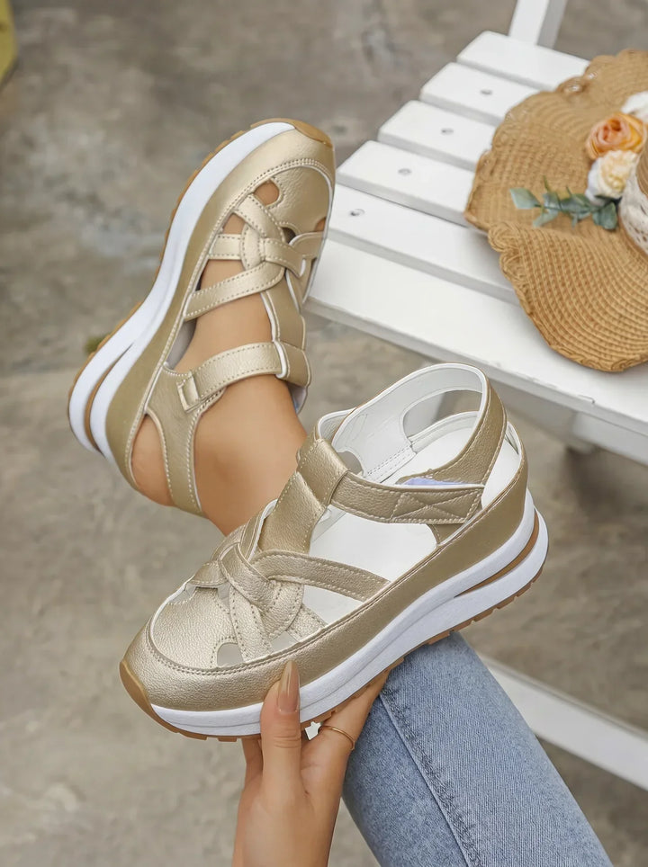 Orlise – Zeppa e Cinturino in Velcro con Suola in Gomma, Sandali