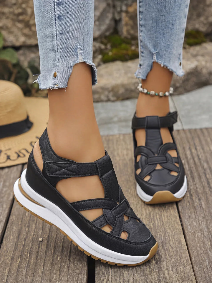 Orlise – Zeppa e Cinturino in Velcro con Suola in Gomma, Sandali