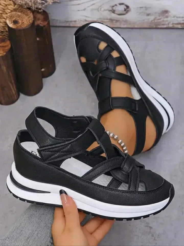 Orlise – Zeppa e Cinturino in Velcro con Suola in Gomma, Sandali