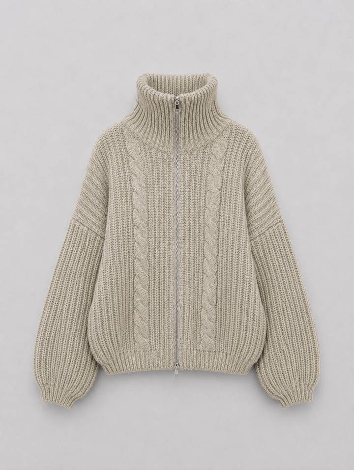Velira – Con Zip Frontale in Maglia a Trecce, Cardigan