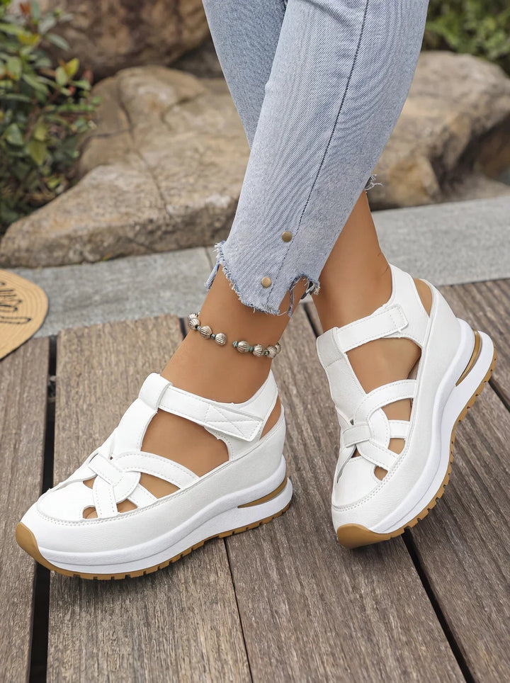 Orlise – Zeppa e Cinturino in Velcro con Suola in Gomma, Sandali
