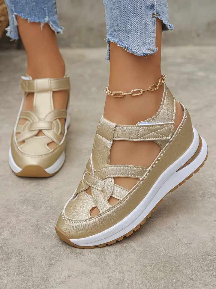 Orlise – Zeppa e Cinturino in Velcro con Suola in Gomma, Sandali