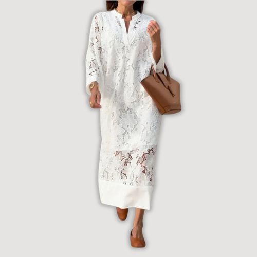 Mevara – Trasparente in Pizzo, Abito Maxi