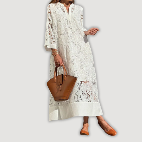 Mevara – Trasparente in Pizzo, Abito Maxi