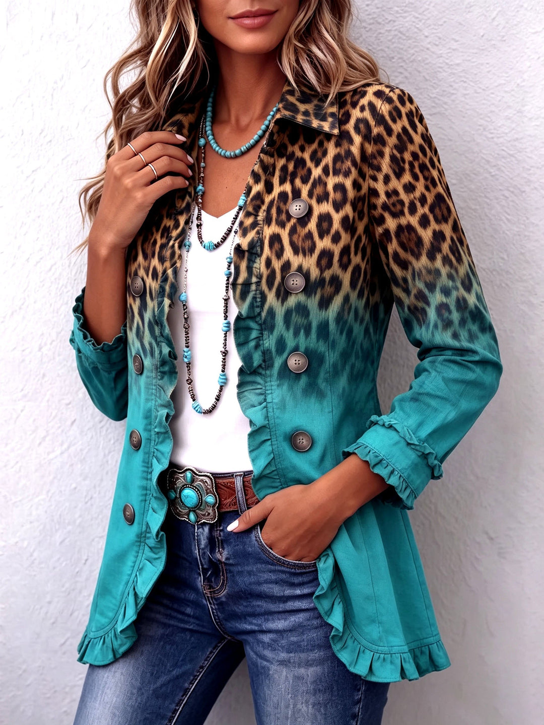 Nivaya – Giacca Blazer a Stampa Leopardata