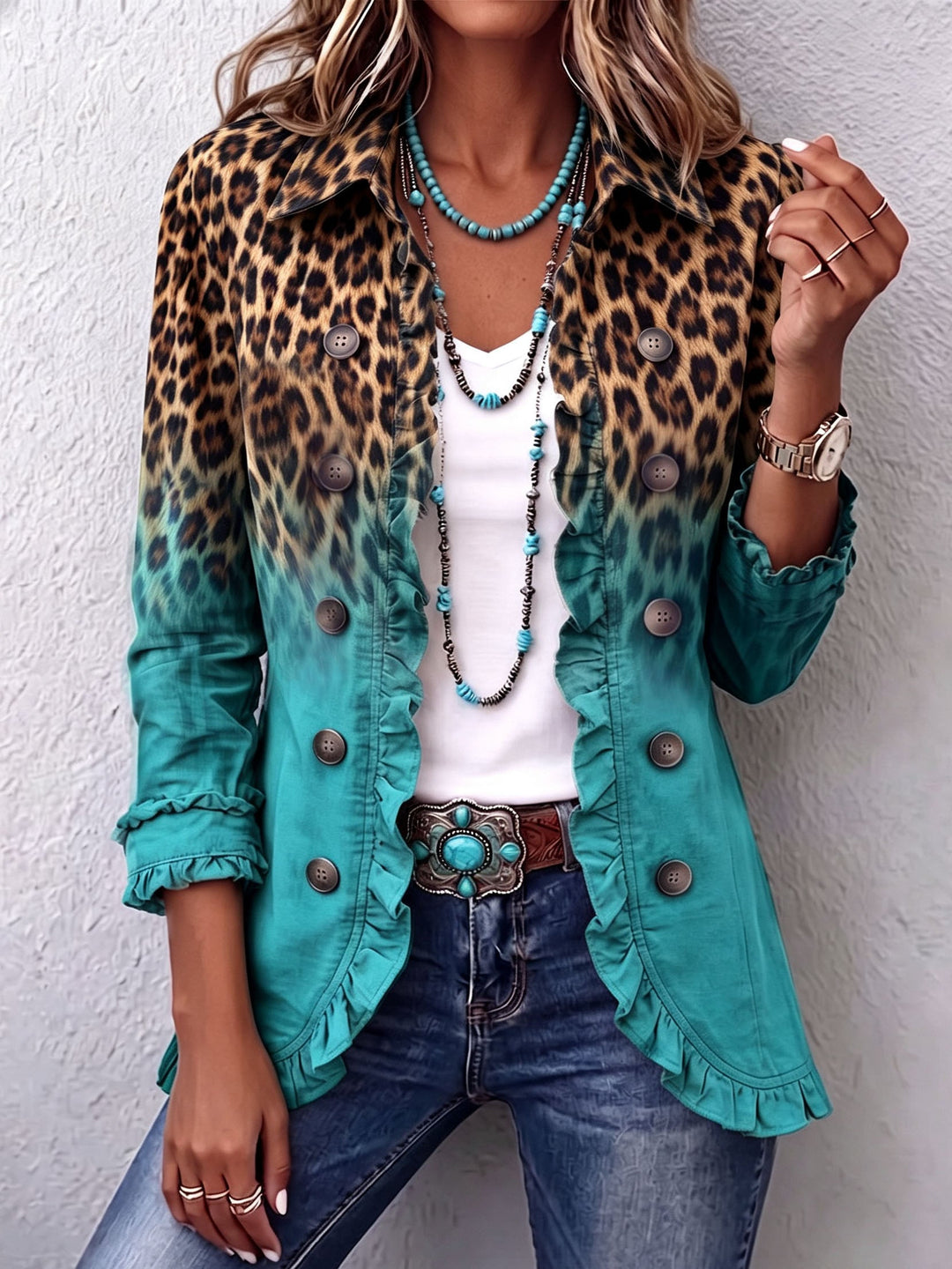 Nivaya – Giacca Blazer a Stampa Leopardata