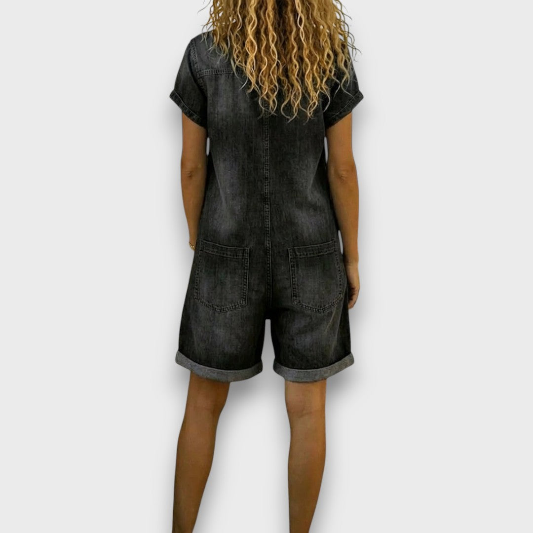 Navira – Scollo a V in Denim, Salopette