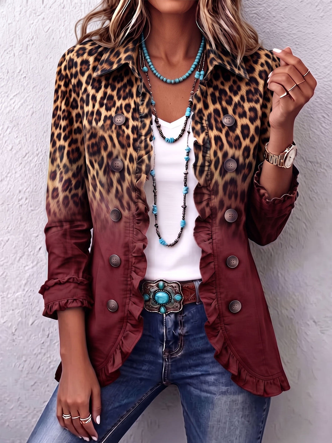Nivaya – Giacca Blazer a Stampa Leopardata