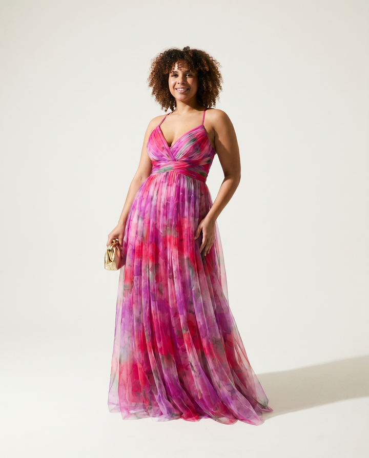 Maxi con Vita Impero in Chiffon Abito