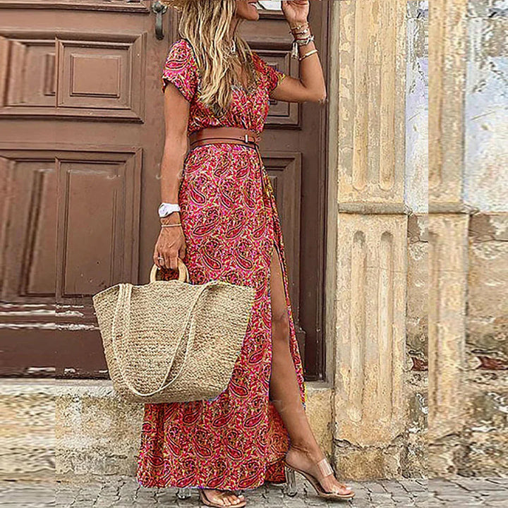 Nivara – Stampato con Vita Elasticizzata, Abito Maxi
