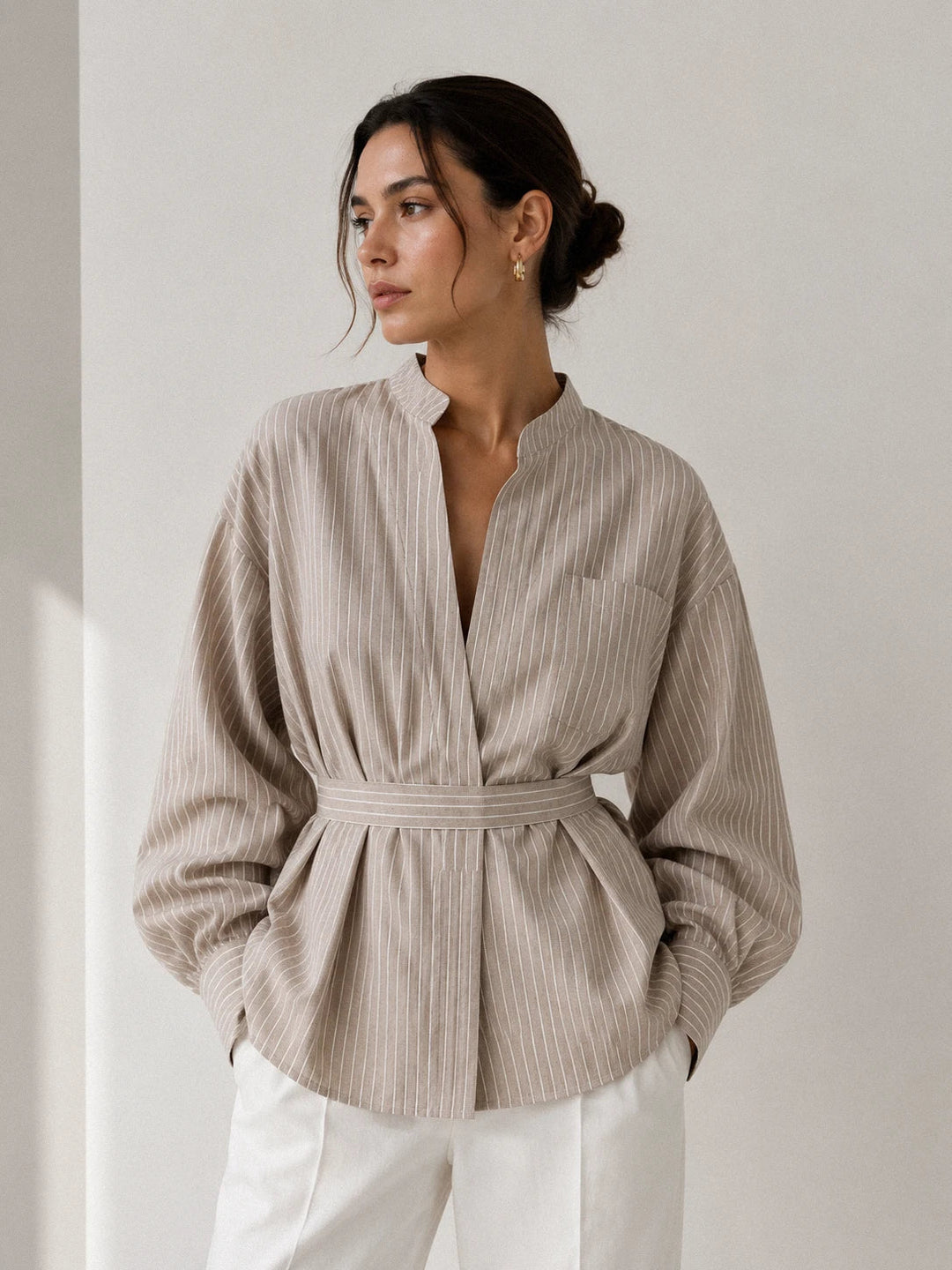 Ivessa – Collo Asimmetrico, Cotone Misto, Camicia