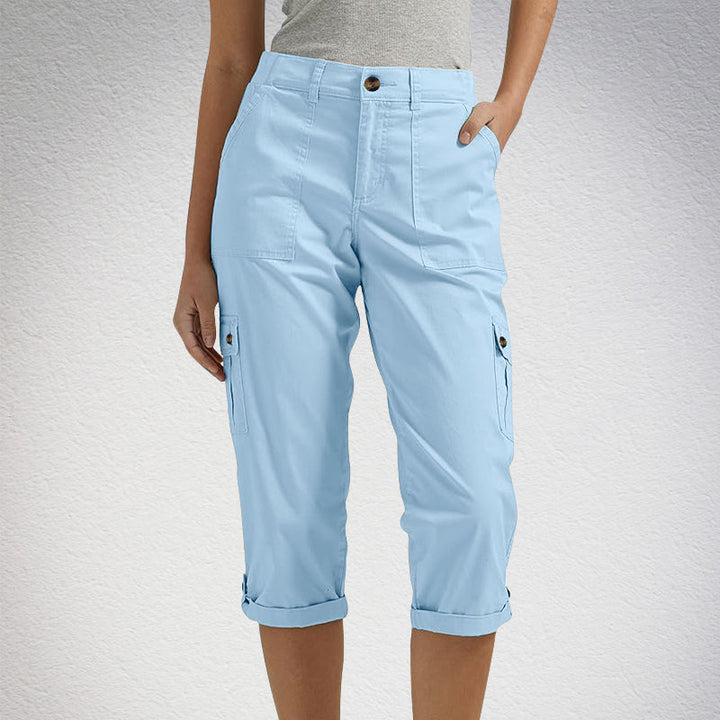Orelyn – Multitasche, Tessuto Elasticizzato, Pantaloni Cargo Capri