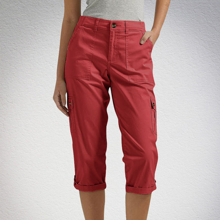 Orelyn – Multitasche, Tessuto Elasticizzato, Pantaloni Cargo Capri