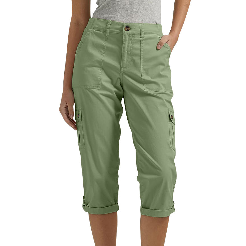 Orelyn – Multitasche, Tessuto Elasticizzato, Pantaloni Cargo Capri