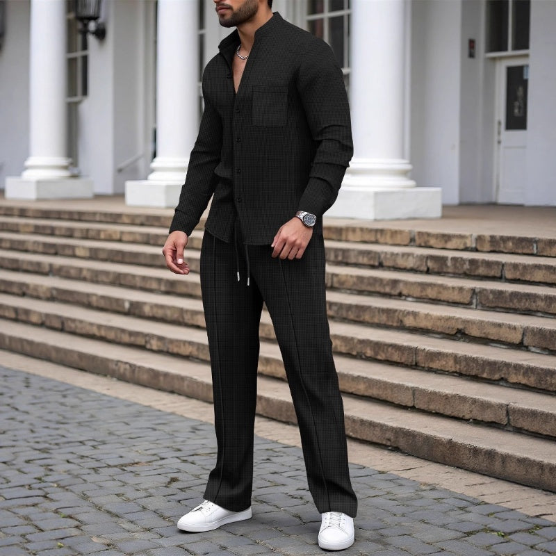 Matt - Completo Camicia e Pantaloni in Tessuto Waffle Traspirante