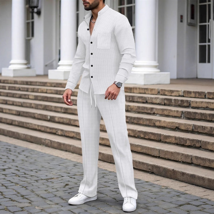 Matt - Completo Camicia e Pantaloni in Tessuto Waffle Traspirante