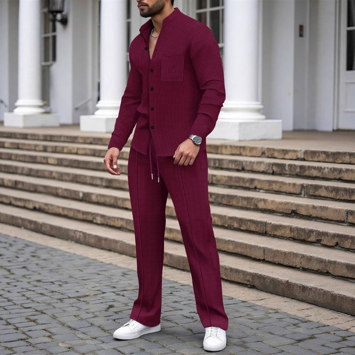 Matt - Completo Camicia e Pantaloni in Tessuto Waffle Traspirante