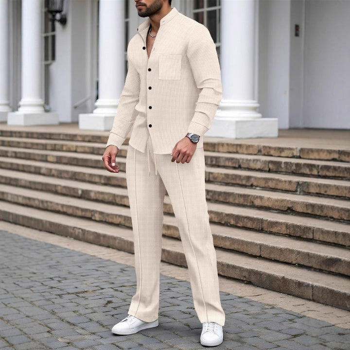 Matt - Completo Camicia e Pantaloni in Tessuto Waffle Traspirante