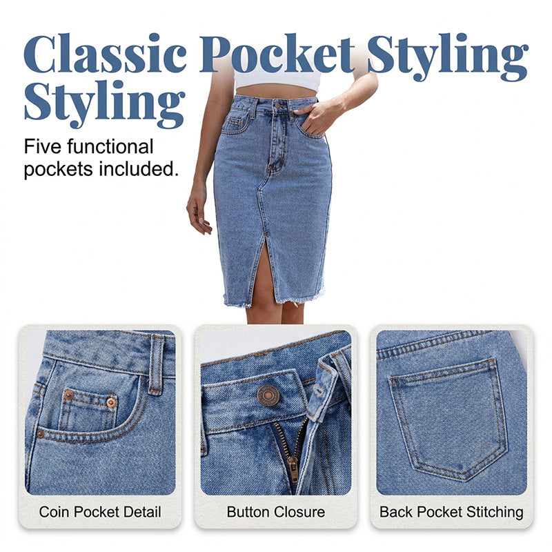 Tivara – Spacco Anteriore in Denim Gonna