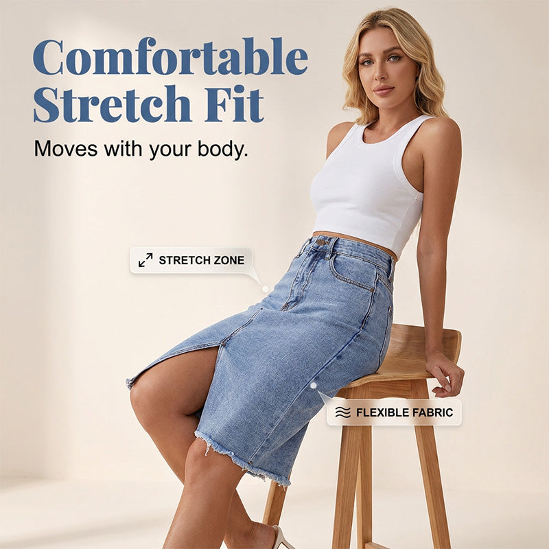 Tivara – Spacco Anteriore in Denim Gonna