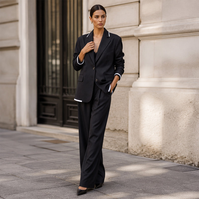Reniva – Completo Blazer e Pantaloni a Gamba Larga