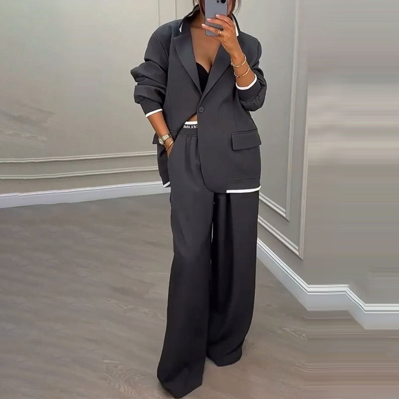Reniva – Completo Blazer e Pantaloni a Gamba Larga