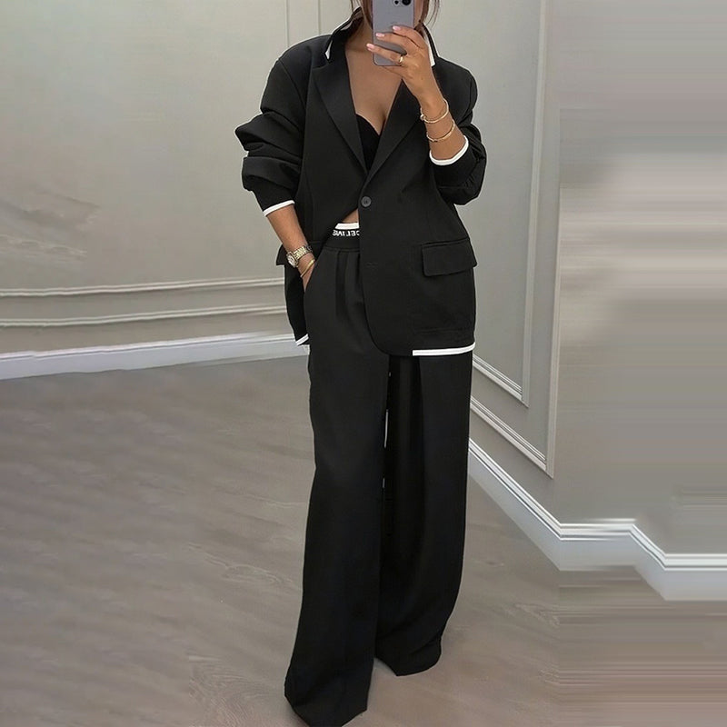 Reniva – Completo Blazer e Pantaloni a Gamba Larga