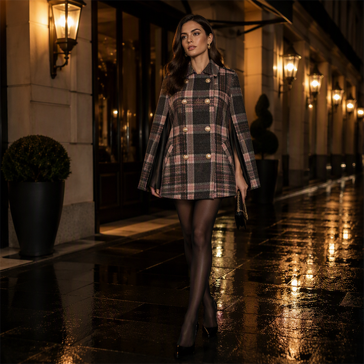 Vesara – Mantella Doppiopetto a Quadri – Cappotto
