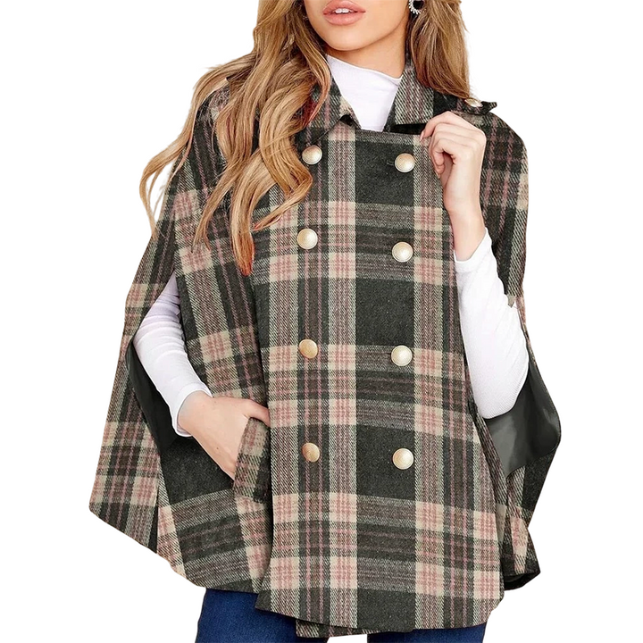 Vesara – Mantella Doppiopetto a Quadri – Cappotto