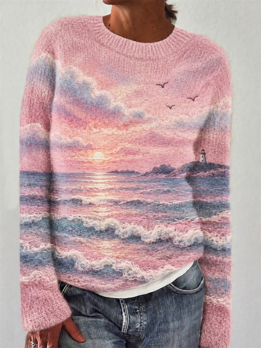 Ilyra – Stampa Paesaggio Marittimo, Cotone Misto, Maglione