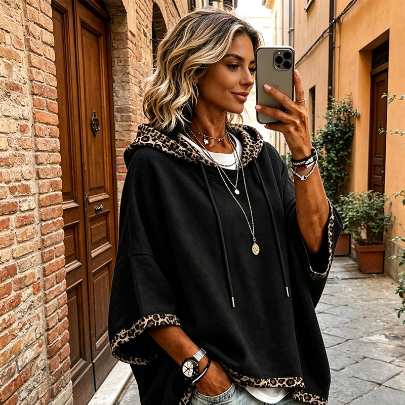 Kivara – Rifiniture a Stampa Leopardata, in Maglia, Felpa con Cappuccio