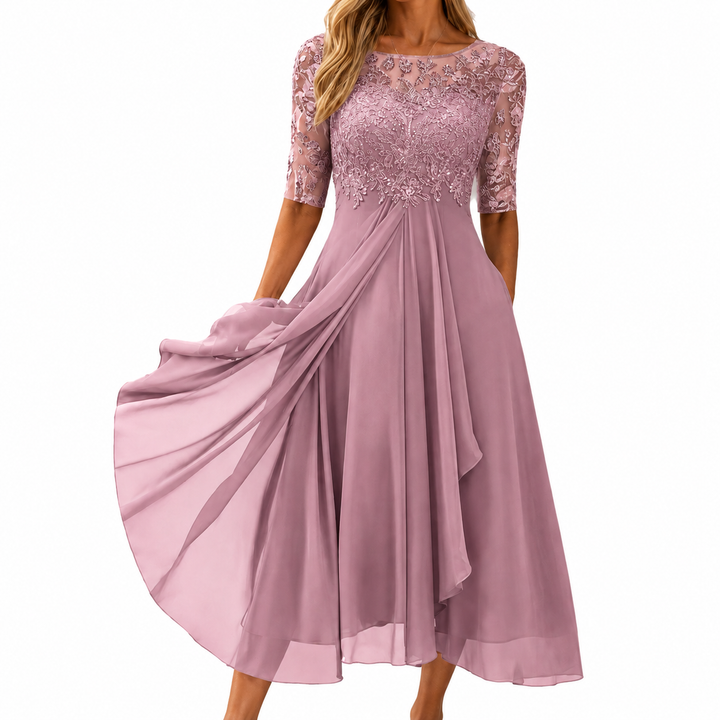 Soreli – Corpino in Pizzo – Chiffon – Abito